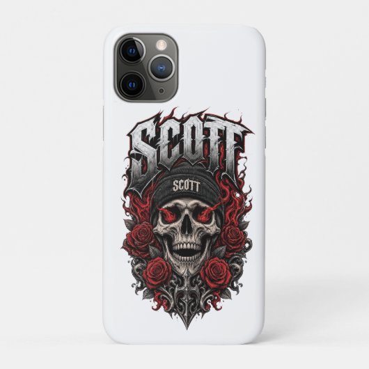 Scott Gothic Schedel Gepersonaliseerde Naam Ontwer Case-Mate iPhone Case (Achterkant)