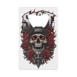 Scott Gothic Schedel Gepersonaliseerde Naam Ontwer Creditkaart Flessenopener