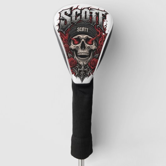 Scott Gothic Schedel Gepersonaliseerde Naam Ontwer Golfheadcover (Voorkant)