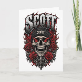 Scott Gothic Schedel Gepersonaliseerde Naam Ontwer Kaart