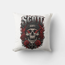 Scott Gothic Schedel Gepersonaliseerde Naam Ontwer Kussen