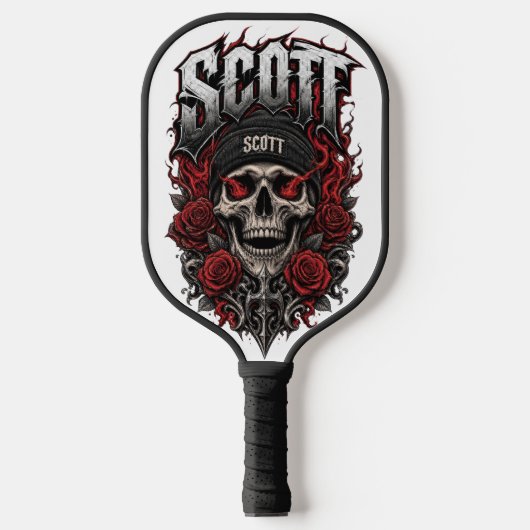 Scott Gothic Schedel Gepersonaliseerde Naam Ontwer Pickleball Paddle (Voorkant)
