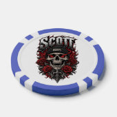 Scott Gothic Schedel Gepersonaliseerde Naam Ontwer Poker Chips (Enkel)