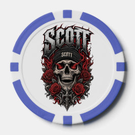 Scott Gothic Schedel Gepersonaliseerde Naam Ontwer Poker Chips