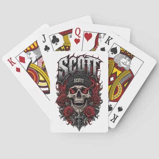 Scott Gothic Schedel Gepersonaliseerde Naam Ontwer Pokerkaarten (Achterkant)