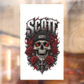 Scott Gothic Schedel Gepersonaliseerde Naam Ontwer Raamsticker (Vel 2)