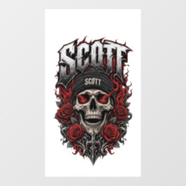 Scott Gothic Schedel Gepersonaliseerde Naam Ontwer Raamsticker