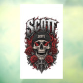 Scott Gothic Schedel Gepersonaliseerde Naam Ontwer Raamsticker (Vel 3)