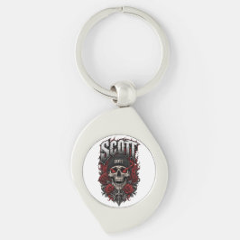 Scott Gothic Schedel Gepersonaliseerde Naam Ontwer Sleutelhanger