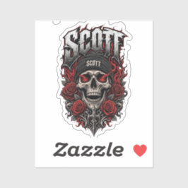 Scott Gothic Schedel Gepersonaliseerde Naam Ontwer Sticker