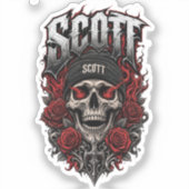 Scott Gothic Schedel Gepersonaliseerde Naam Ontwer Sticker (Voorkant)