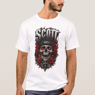 Scott Gothic Schedel Gepersonaliseerde Naam Ontwer T-shirt