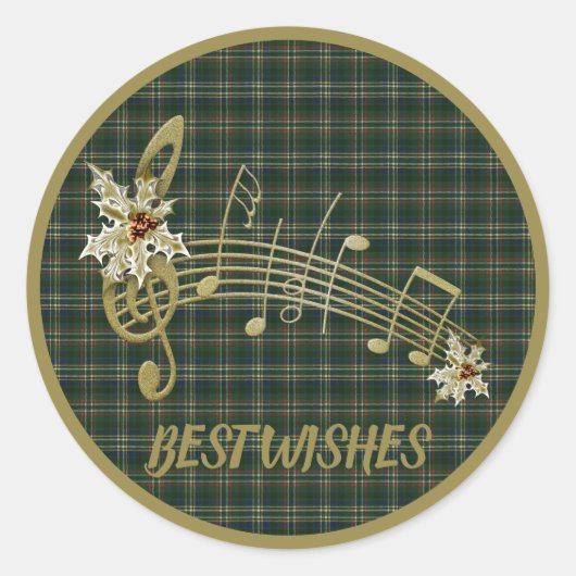 Scott Green Modern Original Scottish Tartan Ronde Sticker (Voorkant)