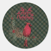 Scott Green Modern Scottish Tartan Christmas Ronde Sticker (Voorkant)
