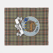 Scott Green Weathered Clan Badge Tartan Pset Fleece Deken (Voorkant (Horizontaal))