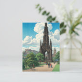 Scott Monument of Edinburgh Japanese Woodblock Pri Briefkaart (Staand voorkant)