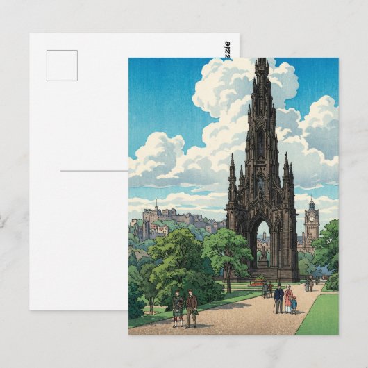 Scott Monument of Edinburgh Japanese Woodblock Pri Briefkaart (Voorkant / Achterkant)