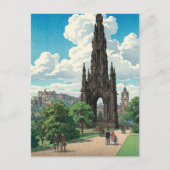 Scott Monument van Edinburgh Japans houtblok Pr Briefkaart (Voorkant)