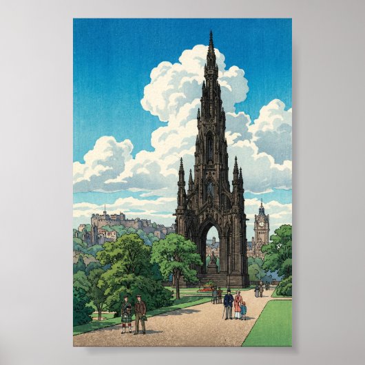 Scott Monument van Edinburgh Japans houtblok Pri Poster (Voorkant)