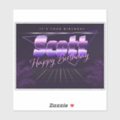 Scott Name Vorname lila retro Sticker Geburtstag (Vel)
