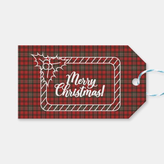 Scott Red Modern Scottish Clan Tartan Cadeaulabel (Voorkant (Horizontaal))