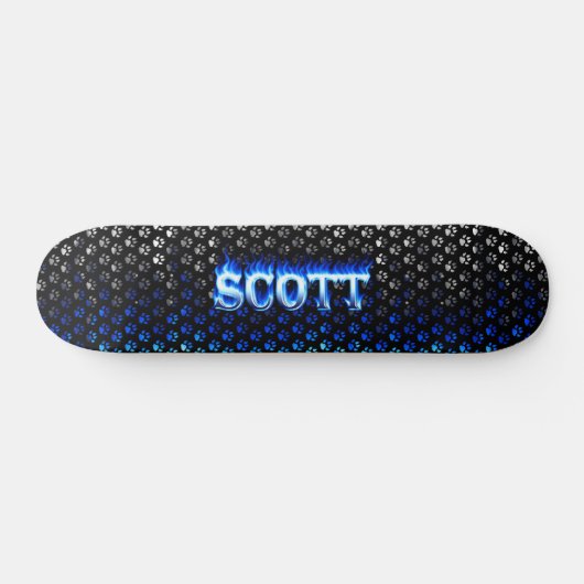 Scott skateboard blauw vuur en vlammenontwerp (Horizontaal)