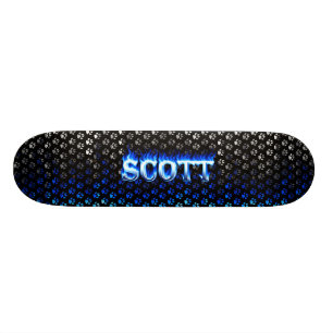 Scott skateboard blauw vuur en vlammenontwerp