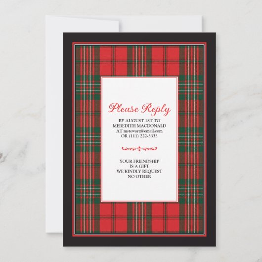 Scott Tartan 90ste verjaardag uitnodiging (Achterkant)