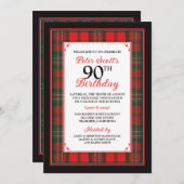 Scott Tartan 90ste verjaardag uitnodiging (Voorkant / Achterkant)