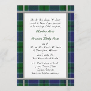 Scott Tartan Pset Wedding Invitation Kaart