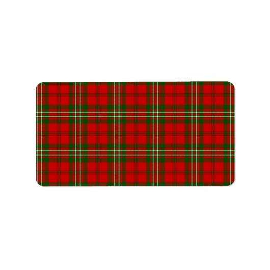 Scott tartan red green plaid etiket (Voorkant)