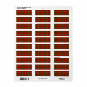 Scott tartan red green plaid etiket (Full Sheet)