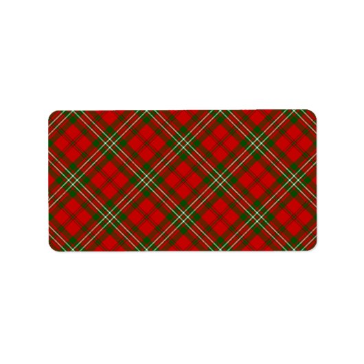 Scott tartan red green plaid etiket (Voorkant)