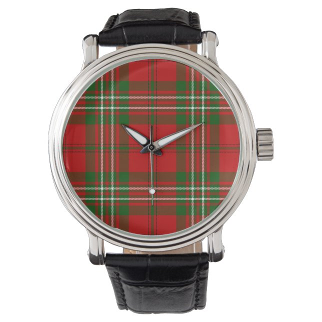 Scott tartan red green plaid horloge (Voorkant)