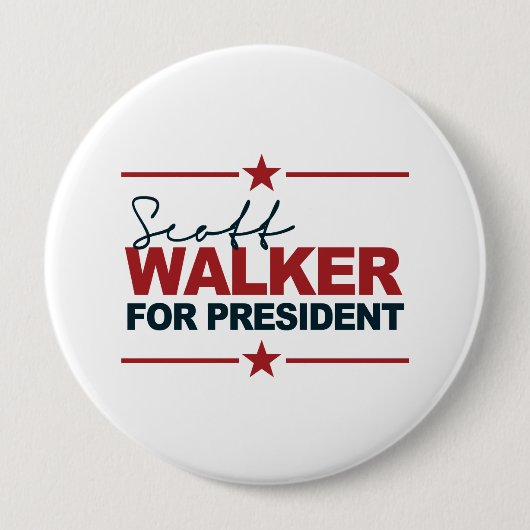 Scott Walker For President 2016 Handtekening Ronde Button 4,0 Cm (Voorkant)