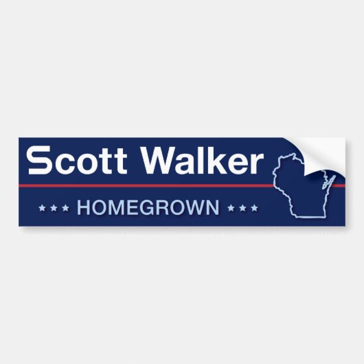 Scott Walker Homegrown in Wisconsin Bumpersticker (Voorkant)
