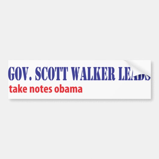 Scott Walker Leads Bumpersticker (Voorkant)
