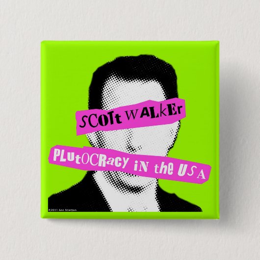 Scott Walker Plutocratie in de Verenigde Staten Vierkante Button 5,1 Cm (Voorkant)