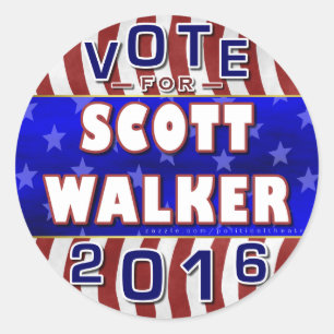 Scott Walker President 2016 Verkiezingen Republike Ronde Sticker