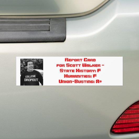Scott Walker Report Card Bumpersticker (Op auto)