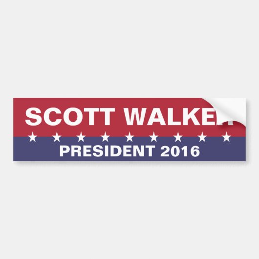 SCOTT WALKER voor President 2016 Bumpersticker (Voorkant)