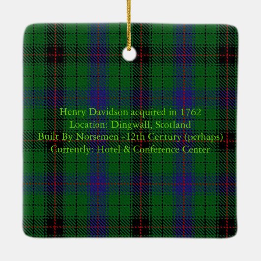 Scottiah Davidson Clan Tulloch Castle Tartan Xmas Keramisch Ornament (Achterkant)