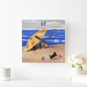 Scottie aan de Strandklok Vierkante Klok (Huis)