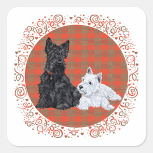Scottie Adult & Westie Puppy Vierkante Sticker