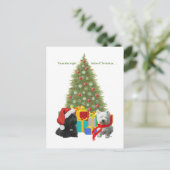 Scottie and Westie kerstboom Feestdagenkaart (Staand voorkant)