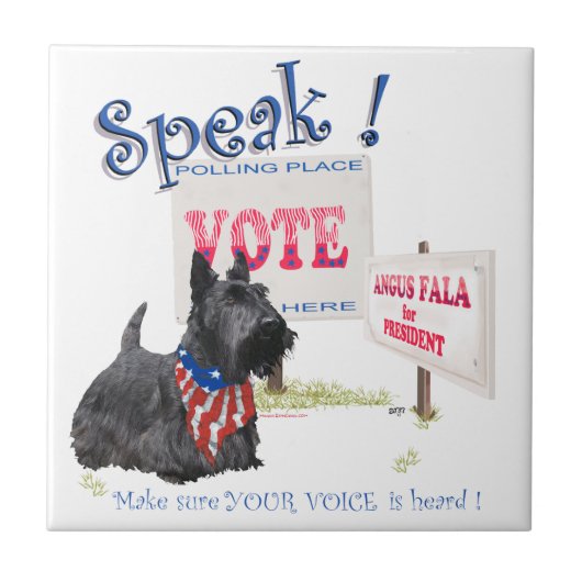 Scottie Angus Fala voor President Tegeltje (Voorkant)