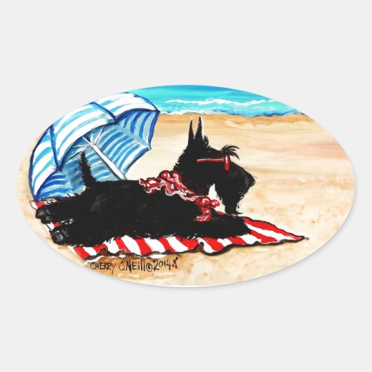 Scottie Beach Ovale Sticker (Voorkant)