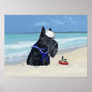 Scottie bij de Beach Poster