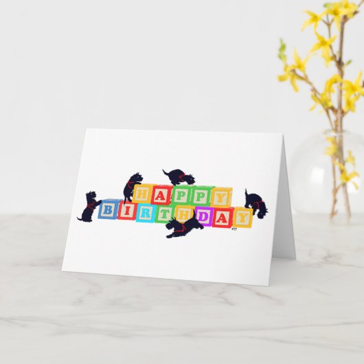 Scottie Birthday Blocks Kaart (Gele Bloem)