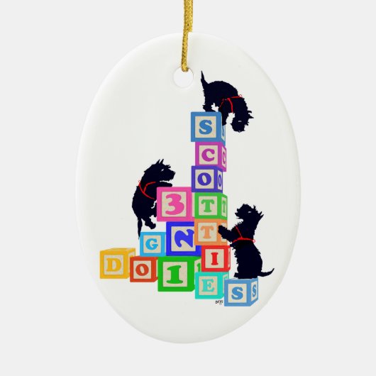 Scottie Blokken !! Keramisch Ornament (Voorkant)